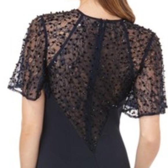 Robe De Soirée Carmen Marc Valvo Noire - Dentelle Brodée Rosace, Dos Nu, Taille 2